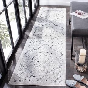 SAFAVIEH Cabana Collection Runner Rug - 2'2" x 11', Ivory & Grey, Non-Shedding & Easy Care, Ideal for High Traffic Areas in Living Room, Foyer, Hallway, Kitchen (CBN660A)