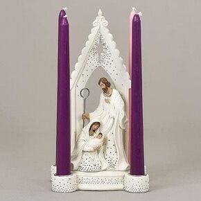 Roman Holy Family Advent Silver Dot Candle Holder (Candles not Included)