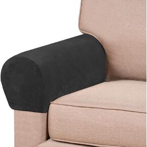 ADPON Stretch Velvet Sofa Armrest Covers Arm Covers for Chairs and Sofas Anti-Slip Couch Armrest Covers with Sticker Furniture Armrest Protector for Sofa Couch Chair Recliner (Beige,Set of 2) in Kuwait