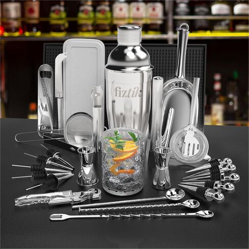 Bartender Kit-20 Pcs Cocktail Shaker Set Bar Set Cocktail Shaker Set Cocktail Mixer Set Bar Sets for the Home Shaker Set Bartender Kit Stainless Steel Cocktail Shaker Set Drink Mixing Kit Cocktail Set in Saudi Arabia