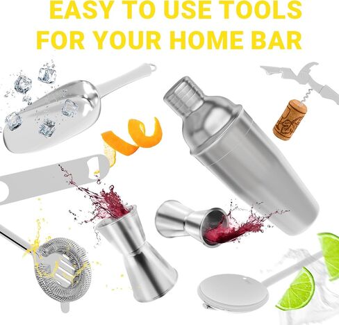 Bartender Kit-20 Pcs Cocktail Shaker Set Bar Set Cocktail Shaker Set Cocktail Mixer Set Bar Sets for the Home Shaker Set Bartender Kit Stainless Steel Cocktail Shaker Set Drink Mixing Kit Cocktail Set in Saudi Arabia