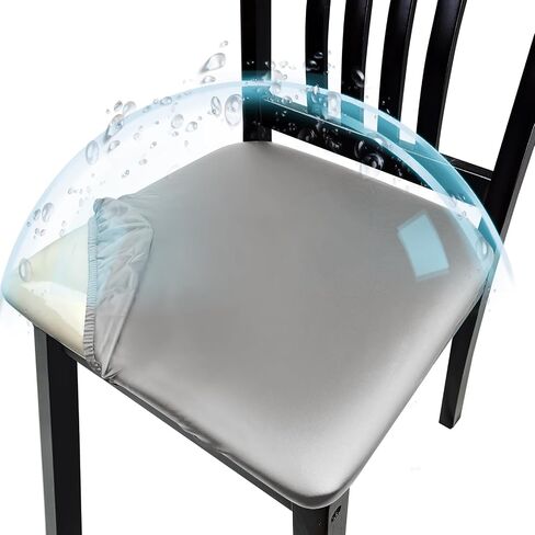 Pu Leather Dining Chair Seat Covers Set of 6, Waterproof Dining Seat Covers Stretch Chair Covers for Dining Chairs/Kitchen Room/Hotel, Odorless Seat Covers for Kitchen Chairs (Black - 6 PCS) in Kuwait