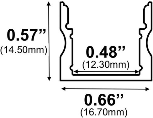 LEDPROFILES 20-Pack 8ft (2.4Meter) U Shape LED Aluminum Channel with Frosted Diffuser, End Caps and Mounting Accessories - 971 Series LED Profile Extrusion Upto 12mm/0.47" Wide LED Strip Light in Saudi Arabia