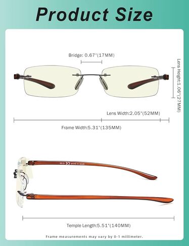 Eyekepper نظارات قراءة بدون إطار تحجب الضوء الأزرق - قارئ صغير بدون إطار للنساء مع ذراع فضي +2.50 in Kuwait