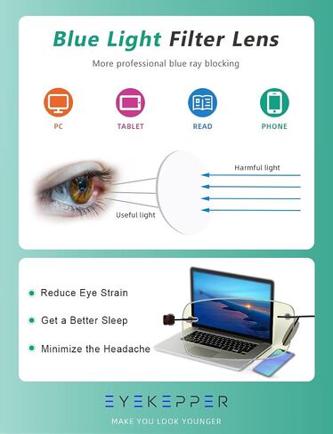 Eyekepper نظارات قراءة بدون إطار تحجب الضوء الأزرق - قارئ صغير بدون إطار للنساء مع ذراع فضي +2.50 in Kuwait