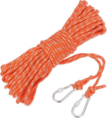 MECCANIXITY 1/4 Inch 66ft Hollow Braided Polypropylene Anchor Line with Hook, Nylon Floating Rope for Marine Pool Rescue Life Line Boat Anchor Rope, Orange in Saudi Arabia