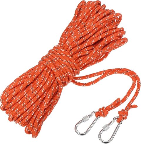MECCANIXITY 1/4 Inch 66ft Hollow Braided Polypropylene Anchor Line with Hook, Nylon Floating Rope for Marine Pool Rescue Life Line Boat Anchor Rope, Orange in Saudi Arabia
