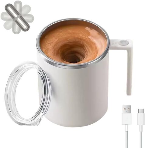 TLINNA Drink Stirrer,Self Stirring Mug,Self Stirring Coffee Mug,Suitable for Coffee, Milk, Cocoa and Other Beverages (Cream) in Saudi Arabia