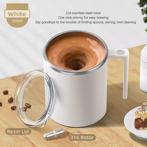 TLINNA Drink Stirrer,Self Stirring Mug,Self Stirring Coffee Mug,Suitable for Coffee, Milk, Cocoa and Other Beverages (Cream) in Saudi Arabia