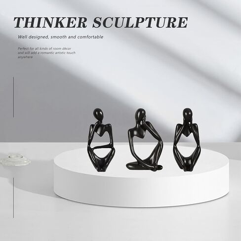 Thinker Statue Statue Decoration Abstract Sculpture Gold Decoration Tabletop Decoration Home Decoration Statue Small Shelf Decoration Shelf Art Integrate Art Into Life(Black) in Saudi Arabia