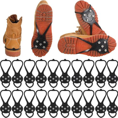10 أزواج من مقابض الأحذية غير القابلة للانزلاق العالمية غير القابلة للانزلاق لصيد الأسماك على الجليد مع 5 مسامير فولاذية مرابط الجليد للأحذية والأحذية طويلة الرقبة للرجال والنساء والمشي لمسافات طويلة والأنشطة الشتوية in Kuwait