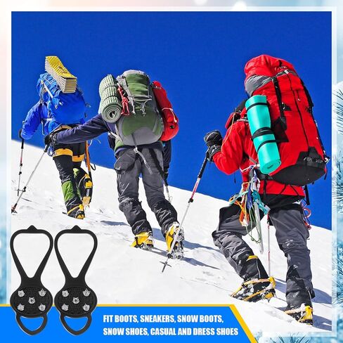 10 أزواج من مقابض الأحذية غير القابلة للانزلاق العالمية غير القابلة للانزلاق لصيد الأسماك على الجليد مع 5 مسامير فولاذية مرابط الجليد للأحذية والأحذية طويلة الرقبة للرجال والنساء والمشي لمسافات طويلة والأنشطة الشتوية in Kuwait