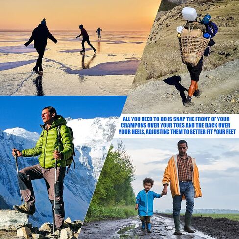 10 أزواج من مقابض الأحذية غير القابلة للانزلاق العالمية غير القابلة للانزلاق لصيد الأسماك على الجليد مع 5 مسامير فولاذية مرابط الجليد للأحذية والأحذية طويلة الرقبة للرجال والنساء والمشي لمسافات طويلة والأنشطة الشتوية in Kuwait