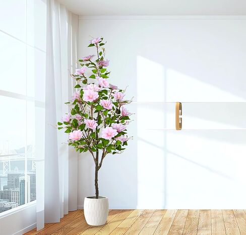 5FT/60IN Magnolia Tree Artificial Magnolia Flower Tree Indoor Faux Floral Tree Tall Fake Outdoor Tree 5 Feet, Realistic Leaves Flowers for Wedding Living Room Office Hotel Decor in Kuwait