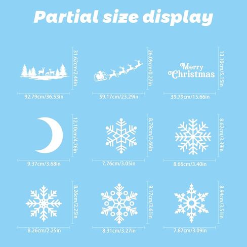 Christmas Window Clings 190Pcs, 2024 New Double Sided Christmas Window Stickers 3D Style, Xmas Snowman Santa Claus Reindeer Snowflakes Window Decals Decorations in Kuwait