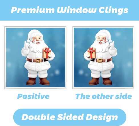 Christmas Window Clings 190Pcs, 2024 New Double Sided Christmas Window Stickers 3D Style, Xmas Snowman Santa Claus Reindeer Snowflakes Window Decals Decorations in Kuwait