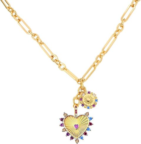 Chunky Gold Heart Necklaces for Women 18K Gold Plated Charm Necklace Sun Pendant Chain Jewelry. in Saudi Arabia