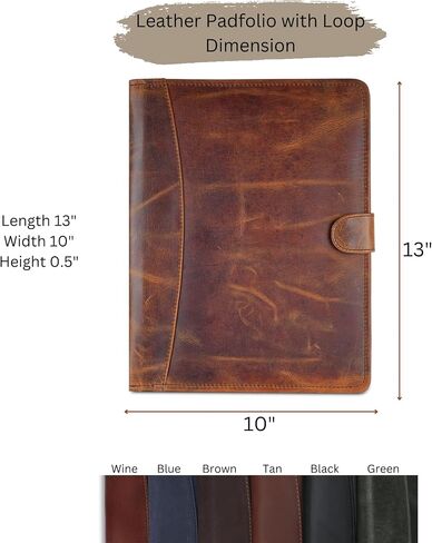 Leather Padfolio Legal Pad Portfolio Organizer | Handmade Executive Notebook Binder | Heavy Duty Full Grain Cow Hide Resume Interview Folio for Men Women, Rustic Note Book Folder Brown in Saudi Arabia