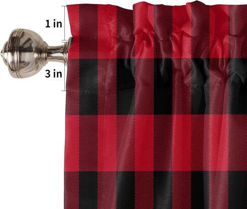 Christmas Window Curtain Valance for Kitchen Bedroom, Santa Claus Snowflakes Gifts Merry Christmas Decor Red Short Curtain Rod Pocket for Bathroom,54" x 18", 1 Panel in Saudi Arabia