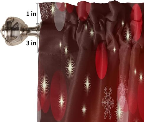 Christmas Window Curtain Valance for Kitchen Bedroom, Santa Claus Snowflakes Gifts Merry Christmas Decor Red Short Curtain Rod Pocket for Bathroom,54" x 18", 1 Panel in Saudi Arabia