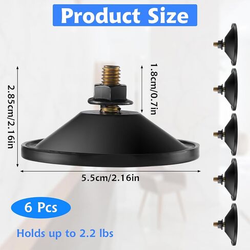 6Pcs Small Suction Cups, Strong Suction Cups for Glass, Black 2.2'' Window Sucker Pads with Screw, Thickened PVC Suction Cup Holder for Door Wall Window Car Windshield Bathroom in Saudi Arabia