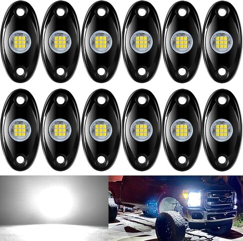 4 قرون LED مجموعة إضاءة الصخور لسيارة جيب ATV SUV الطرق الوعرة سيارة شاحنة قارب Underbody Glow Trail Rig Lamp Underglow LED أضواء نيون مقاومة للماء - أبيض in Saudi Arabia
