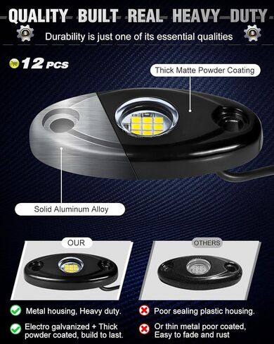 4 قرون LED مجموعة إضاءة الصخور لسيارة جيب ATV SUV الطرق الوعرة سيارة شاحنة قارب Underbody Glow Trail Rig Lamp Underglow LED أضواء نيون مقاومة للماء - أبيض in Saudi Arabia