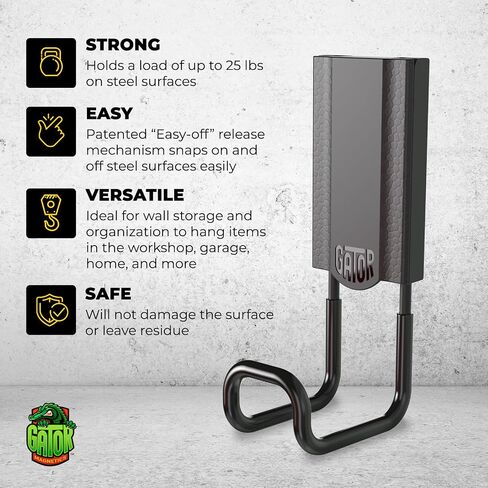 Open Storage Hook: 4-Pack, The Ultimate Workshop & Garage Storage Systems, Heavy Duty Magnetic Hooks, Sturdy Tool Storage Solutions, 25lb Hold, For All Steel Surfaces (2.5" & 4" Hooks) in Saudi Arabia