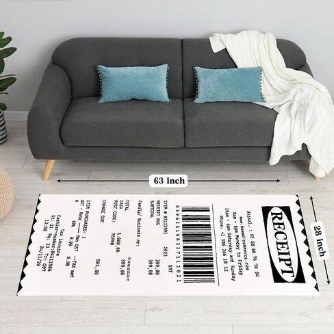 Receipt Rug for Cool Room Decor - Microfiber Fluffy Rug for Funny Home Decor - Non Slip Rug for Cute Bathroom Decor Machine Washable Cool Area Rug for Aesthetic Room Decor (43 x 20 Inches) in Saudi Arabia
