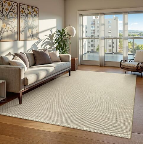 Moynesa Easy Jute Rug 5x7 Living Room Rug - 5x7 Area Rugs Natural Fiber Rugs for Bedroom, Farmhouse Indoor Outdoor, Hand Woven Sisal Rug Cotton Carpet for Home Office Decor, Natural & Beige in Saudi Arabia