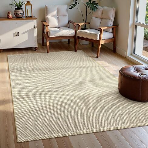 Moynesa Easy Jute Rug 5x7 Living Room Rug - 5x7 Area Rugs Natural Fiber Rugs for Bedroom, Farmhouse Indoor Outdoor, Hand Woven Sisal Rug Cotton Carpet for Home Office Decor, Natural & Beige in Saudi Arabia