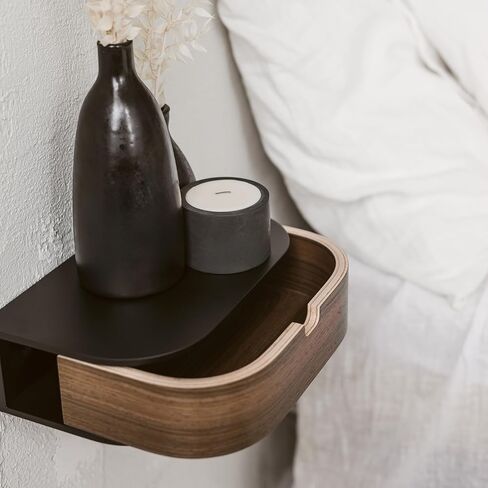 Hanging Wall Shelf with Drawer, Wooden Wall Shelf, Small Wall Drawers, Hanging Floating Wall Shelf with Drawer, Vintage Shelf, Wall Table, Hallway (black/walnut) in Saudi Arabia