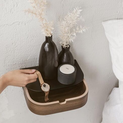 Hanging Wall Shelf with Drawer, Wooden Wall Shelf, Small Wall Drawers, Hanging Floating Wall Shelf with Drawer, Vintage Shelf, Wall Table, Hallway (black/walnut) in Saudi Arabia