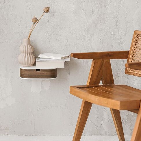Hanging Wall Shelf with Drawer, Wooden Wall Shelf, Small Wall Drawers, Hanging Floating Wall Shelf with Drawer, Vintage Shelf, Wall Table, Hallway (black/walnut) in Saudi Arabia
