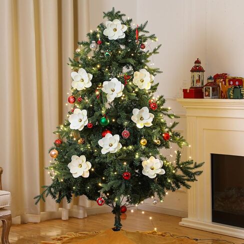 10 Pcs Large Jumbo Christmas Magnolia Flower Christmas Tree Decorations White Artificial Magnolia Christmas Ornaments for Xmas Party New Year Wedding Home Floral Decor in Saudi Arabia