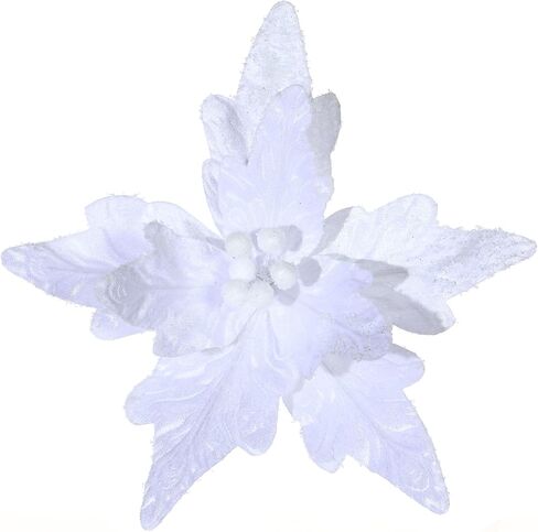 GL-Turelifes 11.8’’ Large Christmas Flowers 6 Pcs Artificial Poinsettia Flower Velvet Christmas Tree Flower Ornaments Fold Floral for Christmas Decorations New Year Party Wedding (White) in Saudi Arabia