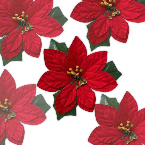 BANBERRY DESIGNS Poinsettia Craft Flowers - Set of 24 – Red Poinsettias - Christmas Decorations - Decorative Floral Accessories - Each Flower Measures 4 ¾" Wide. in Saudi Arabia