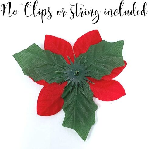 BANBERRY DESIGNS Poinsettia Craft Flowers - Set of 24 – Red Poinsettias - Christmas Decorations - Decorative Floral Accessories - Each Flower Measures 4 ¾" Wide. in Saudi Arabia