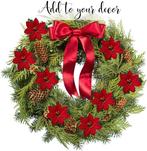 BANBERRY DESIGNS Poinsettia Craft Flowers - Set of 24 – Red Poinsettias - Christmas Decorations - Decorative Floral Accessories - Each Flower Measures 4 ¾" Wide. in Saudi Arabia