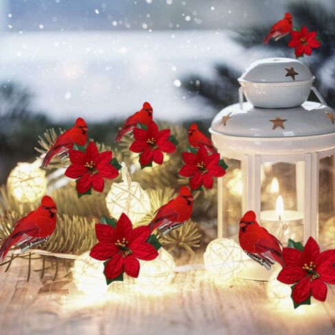 BANBERRY DESIGNS Poinsettia Craft Flowers - Set of 24 – Red Poinsettias - Christmas Decorations - Decorative Floral Accessories - Each Flower Measures 4 ¾" Wide. in Saudi Arabia