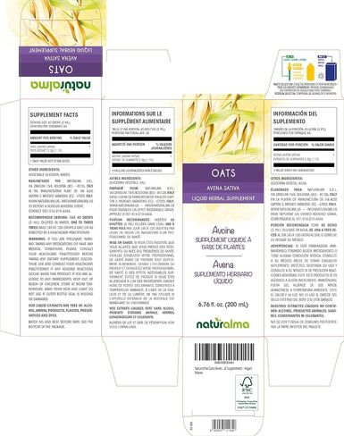 Naturalma Oats (Avena Sativa) Tops Alcohol-Free Tincture - 6.76 fl oz Liquid Extract in Drops - Herbal Supplement - Vegan in Kuwait