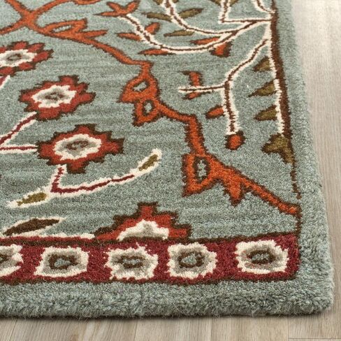 SAFAVIEH Wyndham Collection Runner Rug - 2'3" x 9', Blue & Rust, Handmade Modern Wool, Ideal for High Traffic Areas in Living Room, Bedroom (WYD206A) in Saudi Arabia