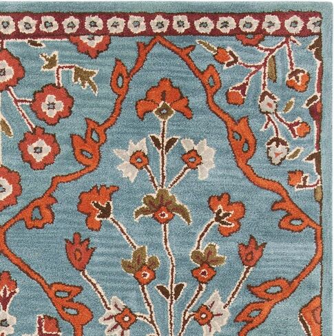 SAFAVIEH Wyndham Collection Runner Rug - 2'3" x 9', Blue & Rust, Handmade Modern Wool, Ideal for High Traffic Areas in Living Room, Bedroom (WYD206A) in Saudi Arabia