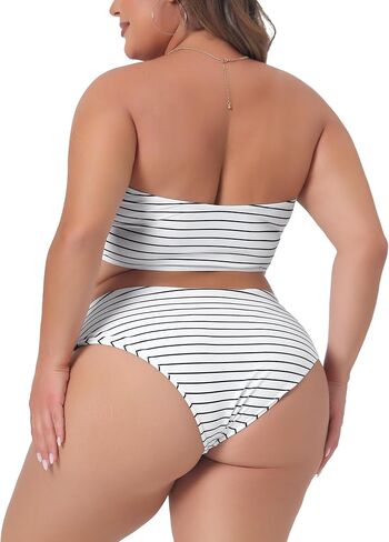 Agnes Orinda Plus Size Bikini for Women 2 Pieces Bandeau Bikini Swimsuits Off Shoulder High Waist Bathing Suit in Saudi Arabia