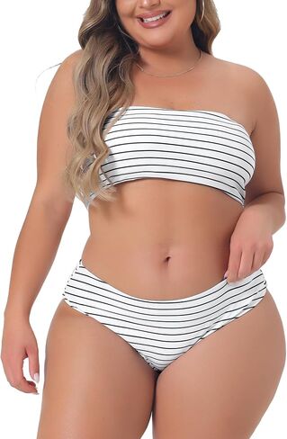 Agnes Orinda Plus Size Bikini for Women 2 Pieces Bandeau Bikini Swimsuits Off Shoulder High Waist Bathing Suit in Saudi Arabia