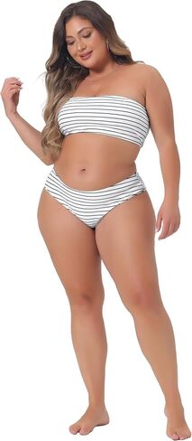 Agnes Orinda Plus Size Bikini for Women 2 Pieces Bandeau Bikini Swimsuits Off Shoulder High Waist Bathing Suit in Saudi Arabia