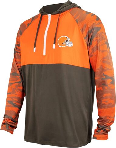 Zubaz NFL Men's Team Color Block Lightweight 1/4 Zip Hoodie With Camo Lines in Kuwait
