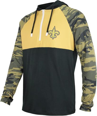 Zubaz NFL Men's Team Color Block Lightweight 1/4 Zip Hoodie With Camo Lines in Kuwait