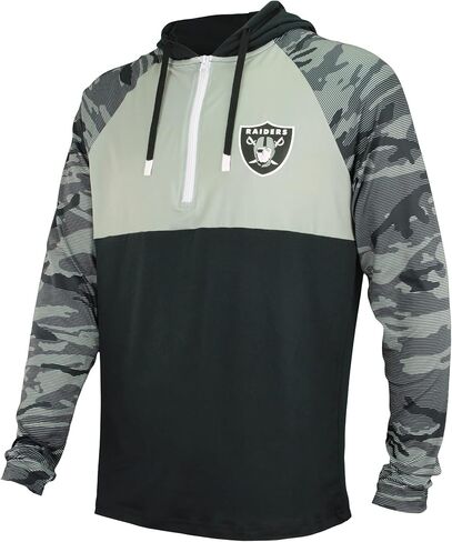 Zubaz NFL Men's Team Color Block Lightweight 1/4 Zip Hoodie With Camo Lines in Kuwait