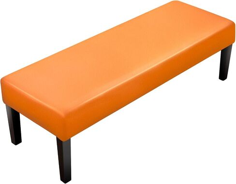 Leather Bench Cover for Dining Room Strech Waterproof Bench Slipcover Rectangle PU Dining Bench Covers Bench Seat Protector Cover for Living Room, Bedroom, Kitchen (Orange Bench Cover) in Saudi Arabia